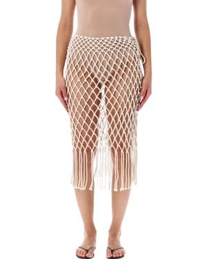 Frankie Shop Tropea Macramé Skirt - Natural
