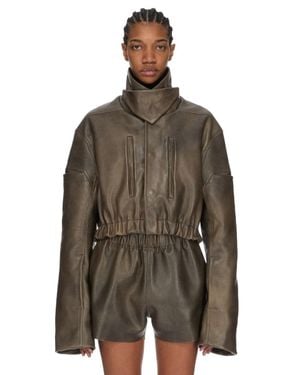 Rick Owens Collared Mac Bomber Jacket - Brown