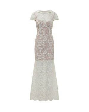 Self-Portrait Lace Suit With Statement Back - White