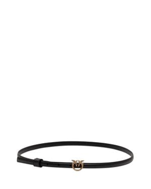 Pinko Belt Love Mini With Logo Buckle - White