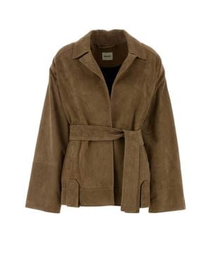 KHAITE Biscuit Suede Alder Jacket - Brown