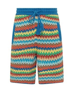 Alanui Stylish Mini Shorts With Adjustable Waist - Blue
