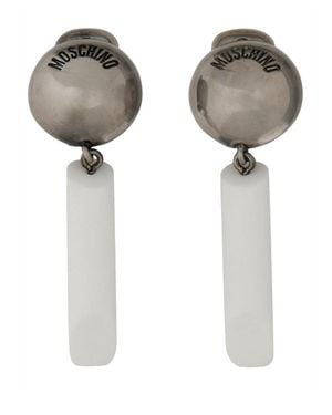 Moschino Logo Earrings Polyethylene - White