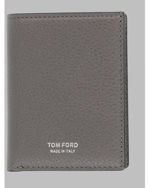 Tom Ford Card Holder Calf Leather Wallets & Purses - Gray