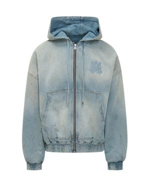 Amiri Mini Zip Hoodie With Kangaroo Pockets - Blue