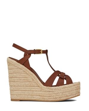 Saint Laurent Adjustable Ankle Strap Platform Heels - Brown