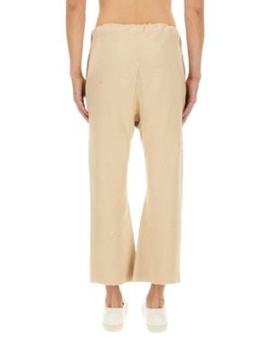 Maison Margiela Relaxed Fit Wide Leg Cotton Pants - Natural