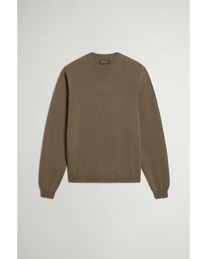 Woolrich Crewneck Gg12 Knit Sweater - Natural