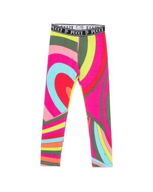 PUCCI Chic Abstract Print Pants With Logo Waistband - Pink