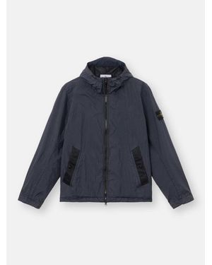 Stone Island Compass-Motif Hooded Jacket - Blue