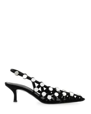 The Attico Slingback Grid Sandal - Black