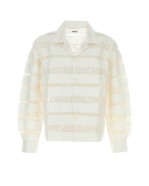 Bode Tennis Lace Long-Sleeve Shirt With Mini Motif - White