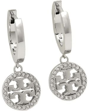 Tory Burch Miller Huggie Hoop Earrings - White