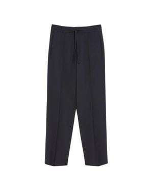 Valentino Inspired Wool & Mohair Pants With Embroidered Vlogo - Blue