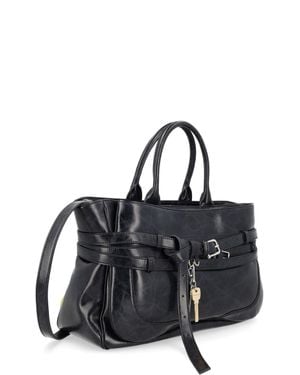 OSOI Leather Belted Tote Bag - Black