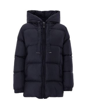 Max Mara Hooded Long Puffer Coat - Blue