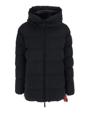 AFTER LABEL Logo Patch Down Jacket With Fixed Hood - Black