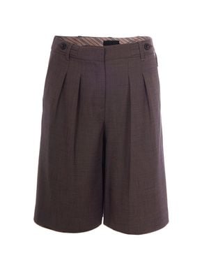 Liu Jo Pleated Wide-Leg Cropped Pants - Purple