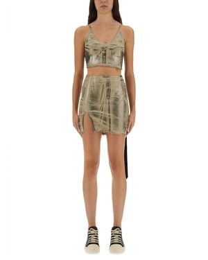 Rick Owens Cropped Fitted Top With Subtle Sheen - Natural