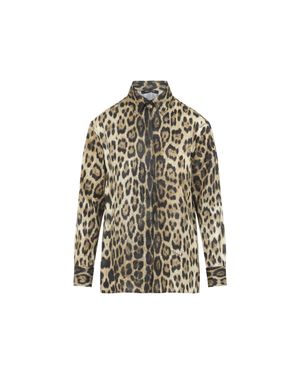 Roberto Cavalli Natural Jaguard Print Shirt - Gray