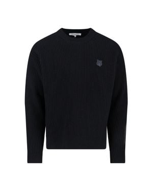 Maison Kitsuné Merino Wool Knit Sweater - Blue