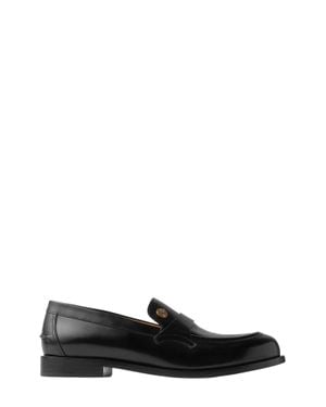 Versace Leather Flat Shoes - Black
