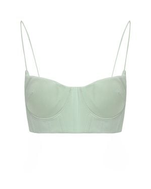 Alex Perry Crop Top With Thin Straps Triacetate - Green