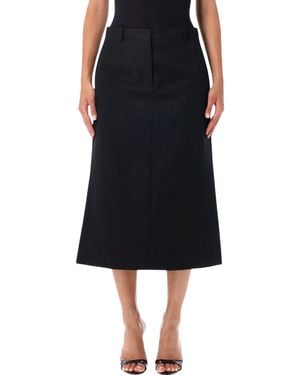 Fendi Midi Wool Tailored Skirt - Black