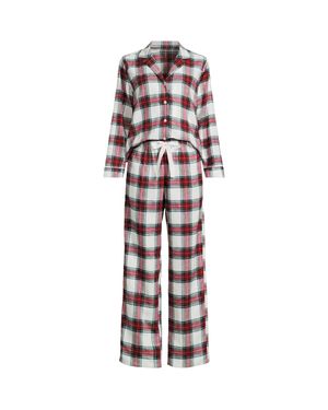 Lands' End Plus Pure Cotton Flannel Pyjama Set - Red