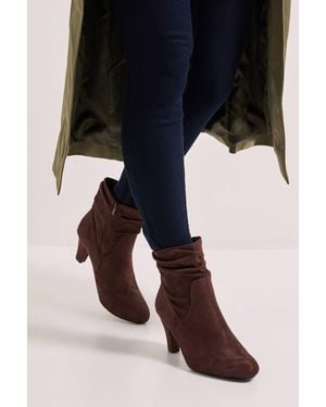 Dorothy Perkins Ally Faux Suede Ruched High Heeled Ankle Boots - Black