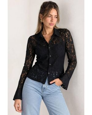 Style Cheat Lana Sheer Lace Shirt - Black