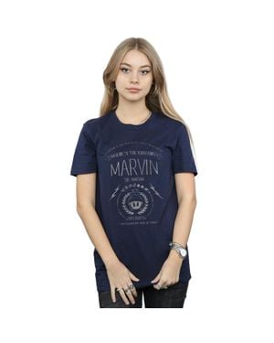 Looney Tunes Marvin The Martian Where's The Kaboom Cotton Boyfriend T-Shirt - Blue