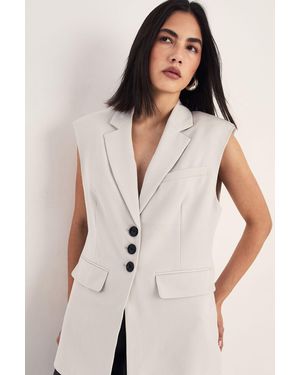 Nasty Gal Tailored Sleeveless Button Front Blazer - Natural