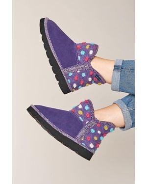 Moshulu 'Fireside 2' Spotty Bootie Slippers - Purple