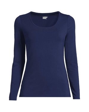 Lands' End Cotton Modal Scoop Neck Top - Blue