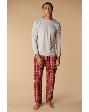 Firetrap Cotton Check 2 Piece Long Sleeve Pyjama Set - Red