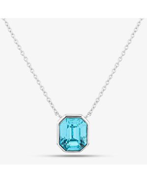 T.H.Baker Sterling Asscher-Cut Crystal Necklace N4475T - Blue