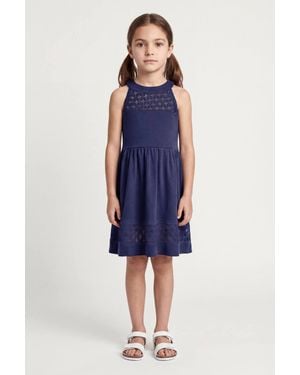 Enorsia Girls Halter Neck Lace Trim Jersey Dress (5Yrs-11Yrs) - Blue
