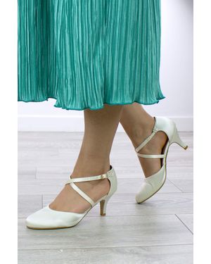 AJVANI High Heel Buckle Crossed Strappy Court Shoes - Green