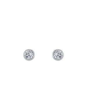 Jewelco London Rhodium Plated Cz Solitaire Stud Earrings 5Mm 6Mm - White