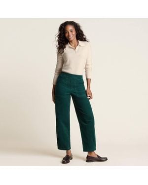 Lands' End Petite Barrel Leg Fine Wale Corduroy Utility Trousers - Blue