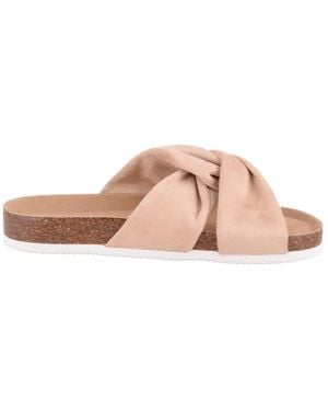 Absolute Footwear Slip On Knotted Crossover Strap Summer Holiday Sandals - Pink