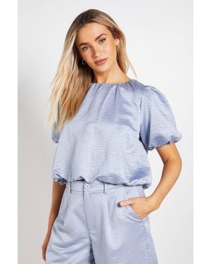Dorothy Perkins Bubble Hem Crew Neck Top - Blue