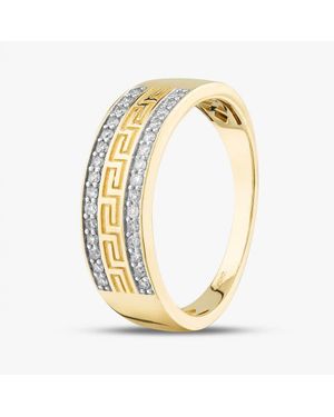 T.H.Baker 9Ct 0.33Ct Brilliant Cut Diamond Patterned Ring Thr33973-33 (Yg) W - Metallic