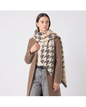 SARTA Jana Heavyweight Houndstooth Scarf - Brown