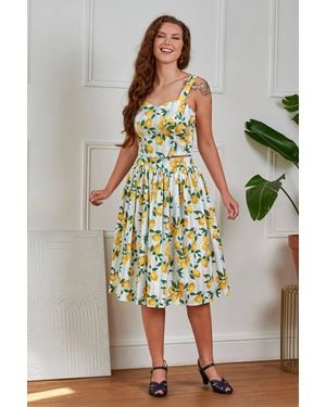 Banned Retro Rosie Lemon & Stripes Wing Skirt - Natural