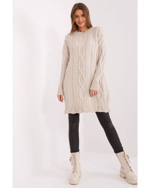 Love Lace Textured Long Sleeve Casual Midi Dress - Natural