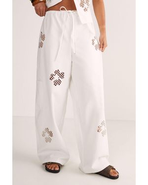 Nasty Gal Floral Cutwork Cargo Trousers - Pink