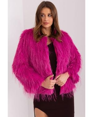 Love Lace Elegant Faux Fur Trim Transitional Jacket - Pink