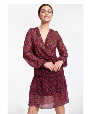 Love Lace Airy Summer Mini Dress With Ruffle Hem - Red